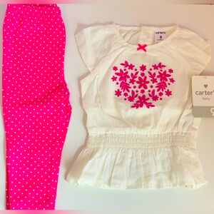 Carter’s girl set - 9 month old -Pink and off white